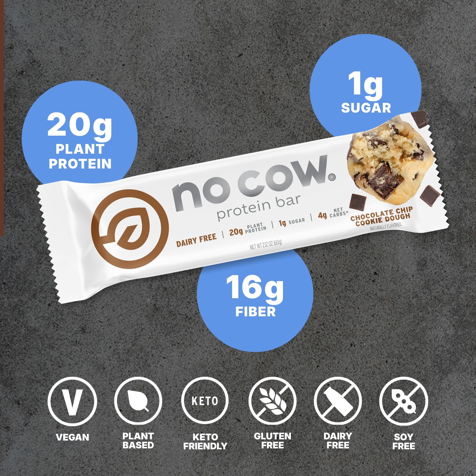 No Cow barra proteica vegana sin gluten, opción limpia para diversas dietas