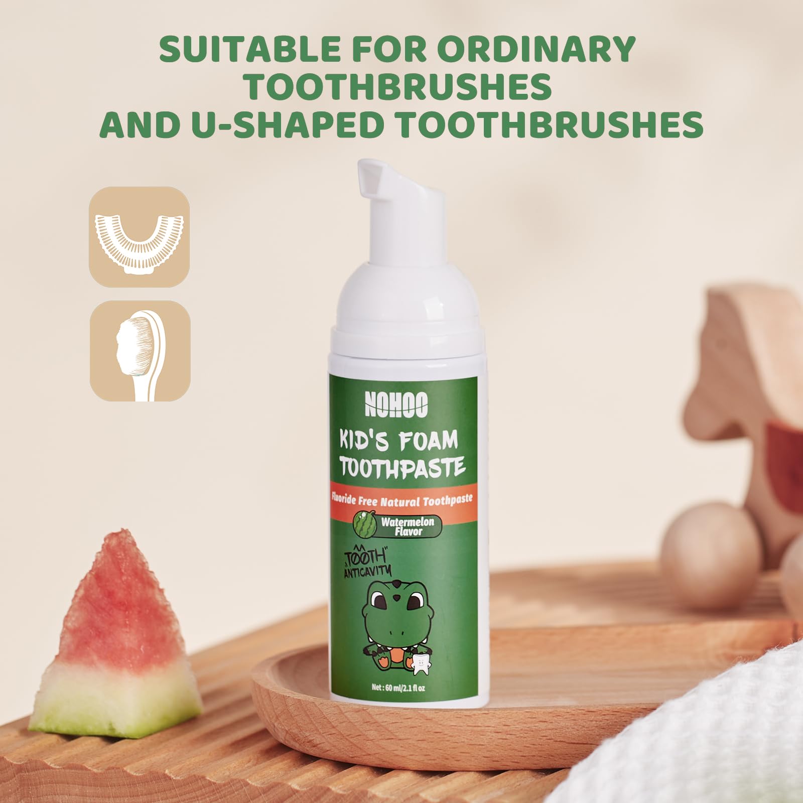 NOHOO aroma sandía, sabor agradable que fomenta hábitos de higiene bucal