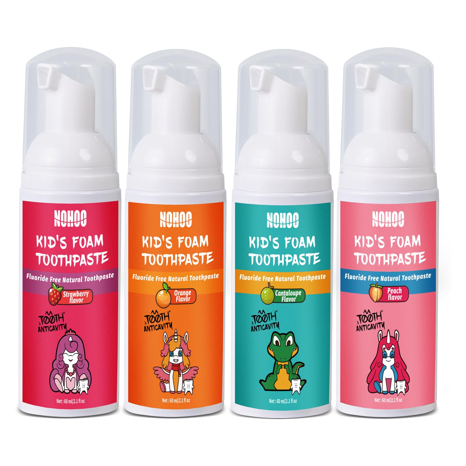 NOHOO pasta dental para niños, dispensador ergonómico y sin fluor.