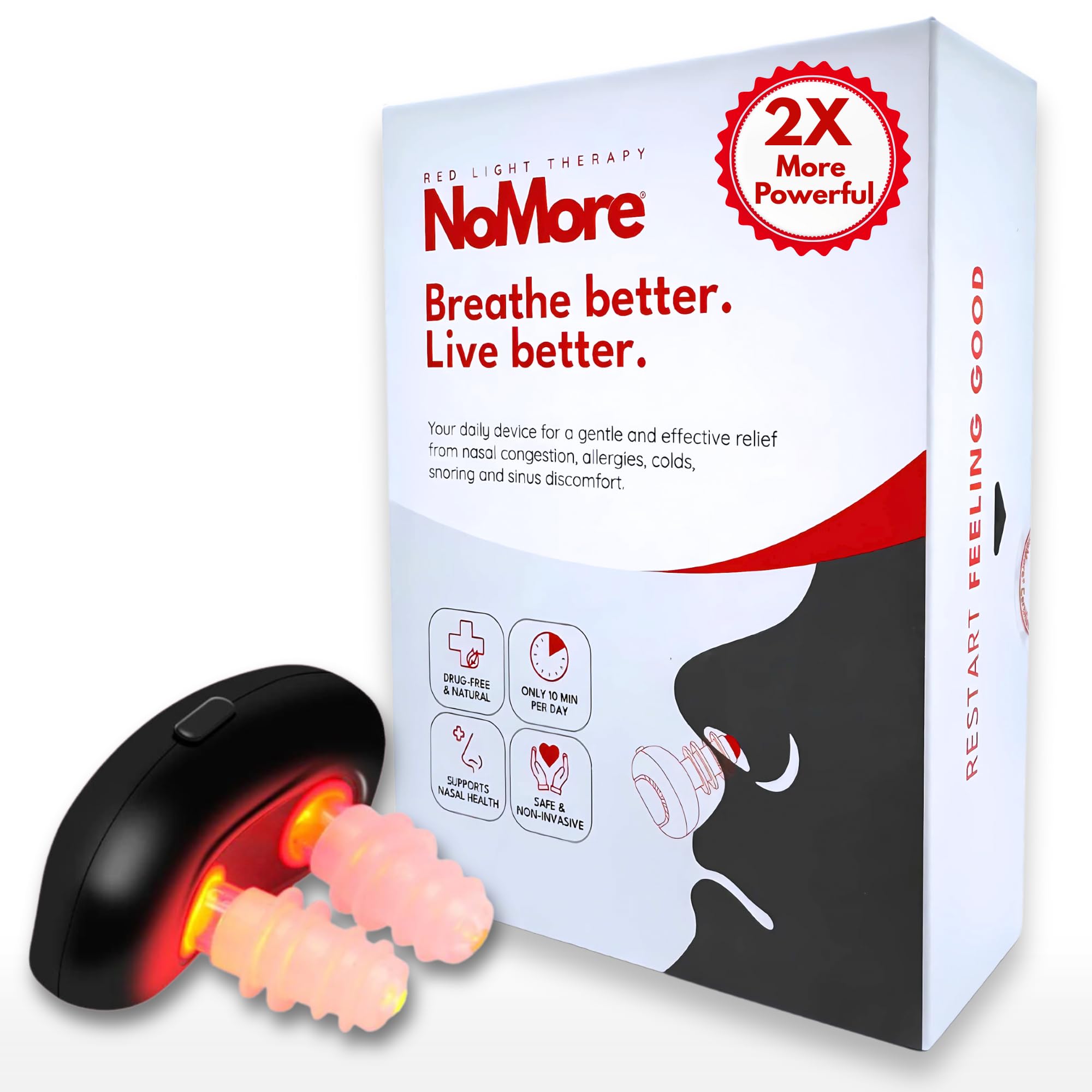 NoMore dispositivo nasal con luz roja 660nm para apoyo suave de la nariz