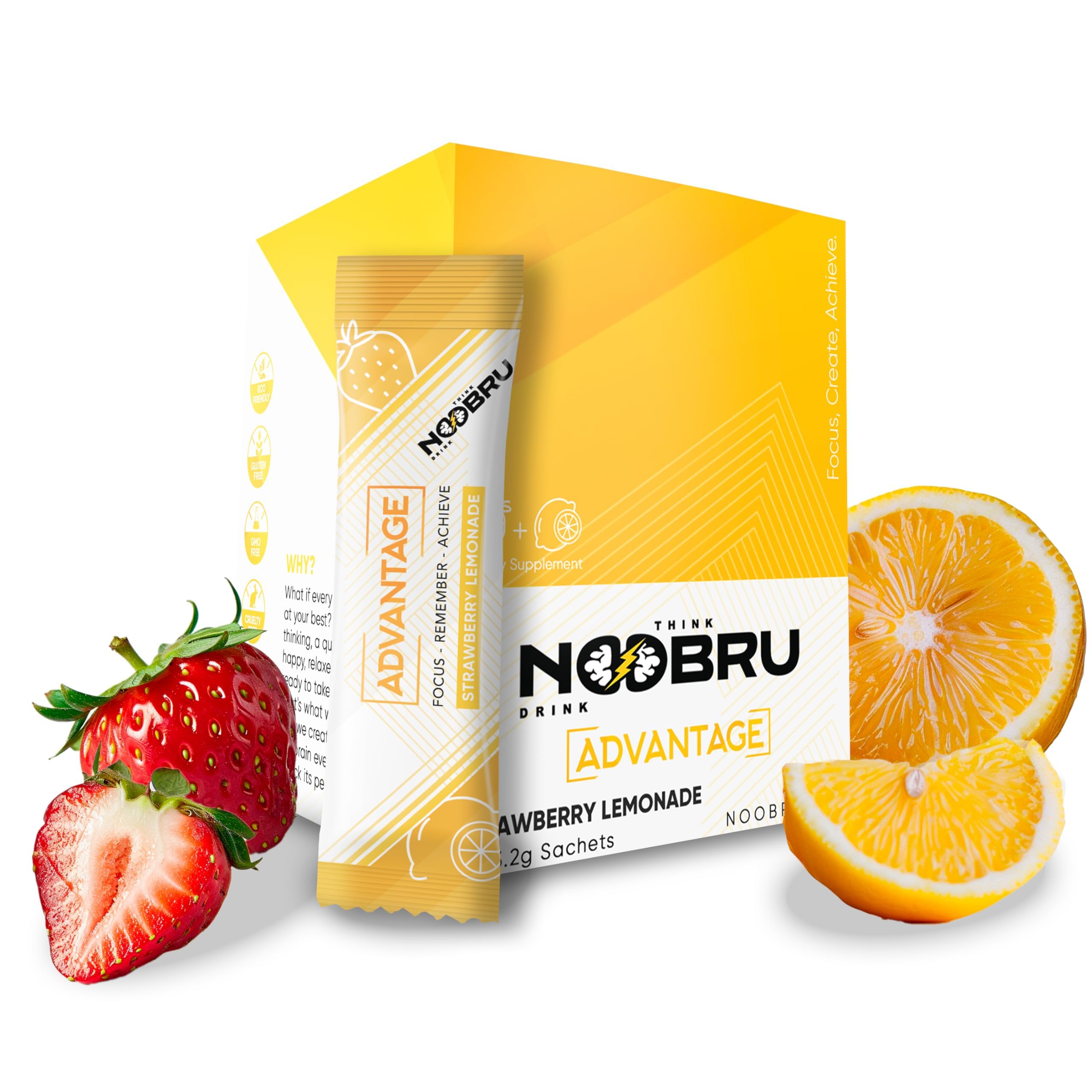 Noobru Advantage sobre sabor Fresa Limón para refrescar la mente y concentrarte