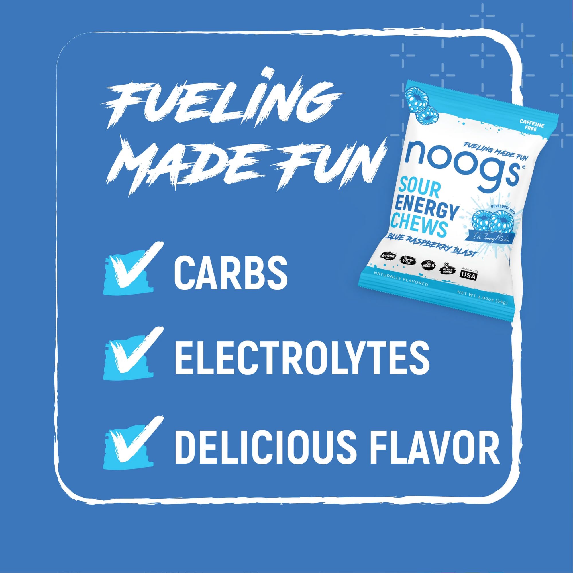 Noogs gomas energéticas caja abierta, accesible para consumo inmediato.