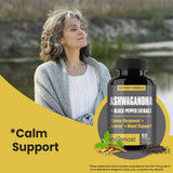 NooMost Ashwagandha cápsulas, absorcion con pimienta negra: mejora la absorción.