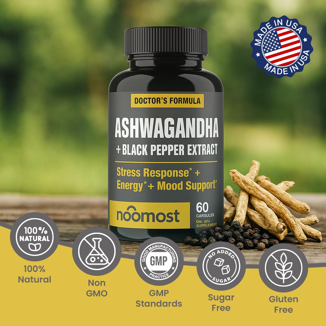 NooMost Ashwagandha cápsulas, concentracion: ayuda a mantener la claridad mental.