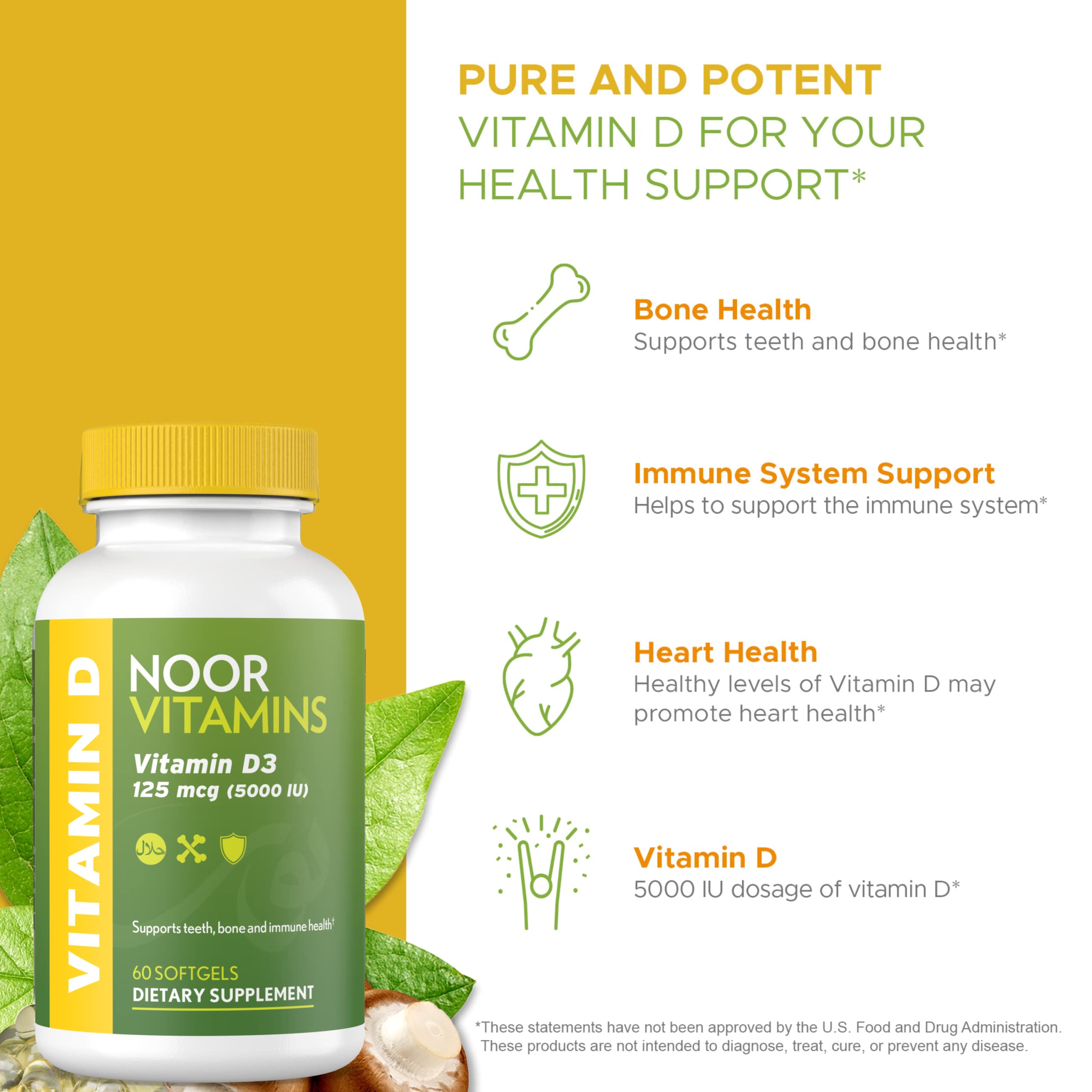 Aceite de cártamo en Noor Vitamins D3 5000 UI para absorción.