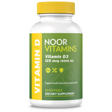 Noor Vitamins D3 5000 UI en bote, apoyo para huesos y músculos.