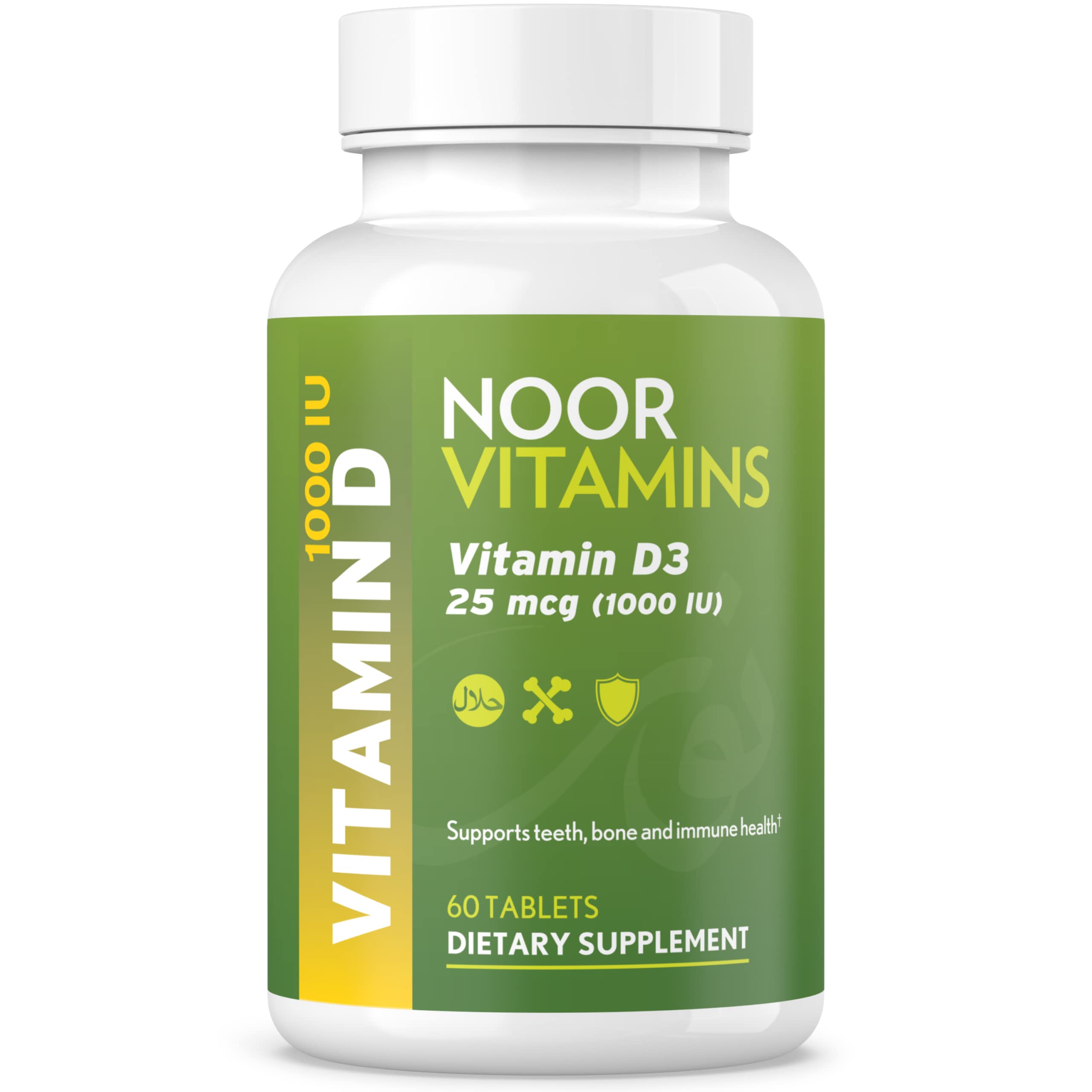 Noor Vitamins D3: tabletas en bote para soporte óseo y salud muscular
