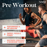 NØØT Pre Workout en envase de cápsulas para uso práctico sin polvo
