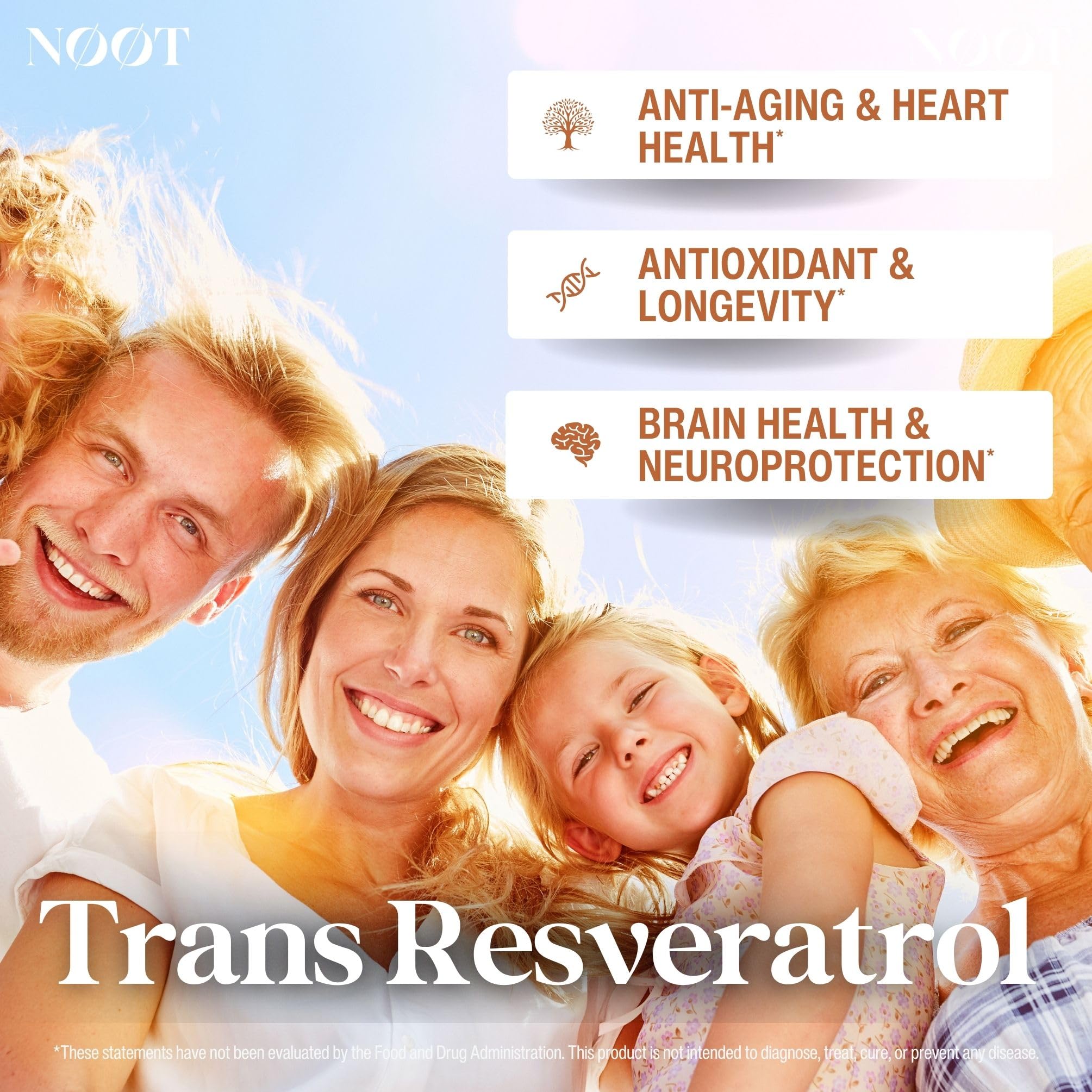 NOOT Trans Resveratrol cápsulas primer plano para defensa antioxidante