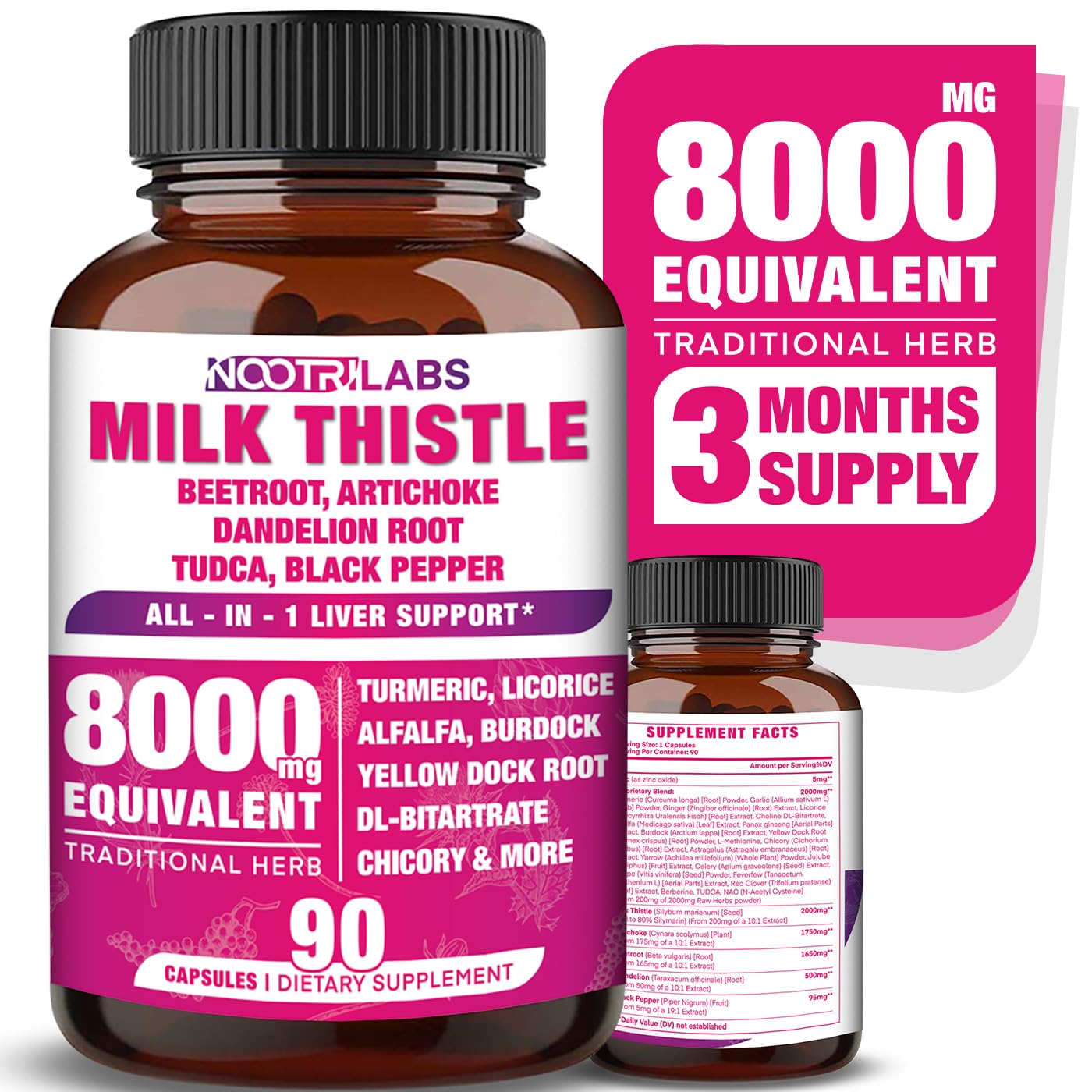 Nootrilabs Naturals Todo-en-1 8000mg cápsulas para apoyo diario del bienestar