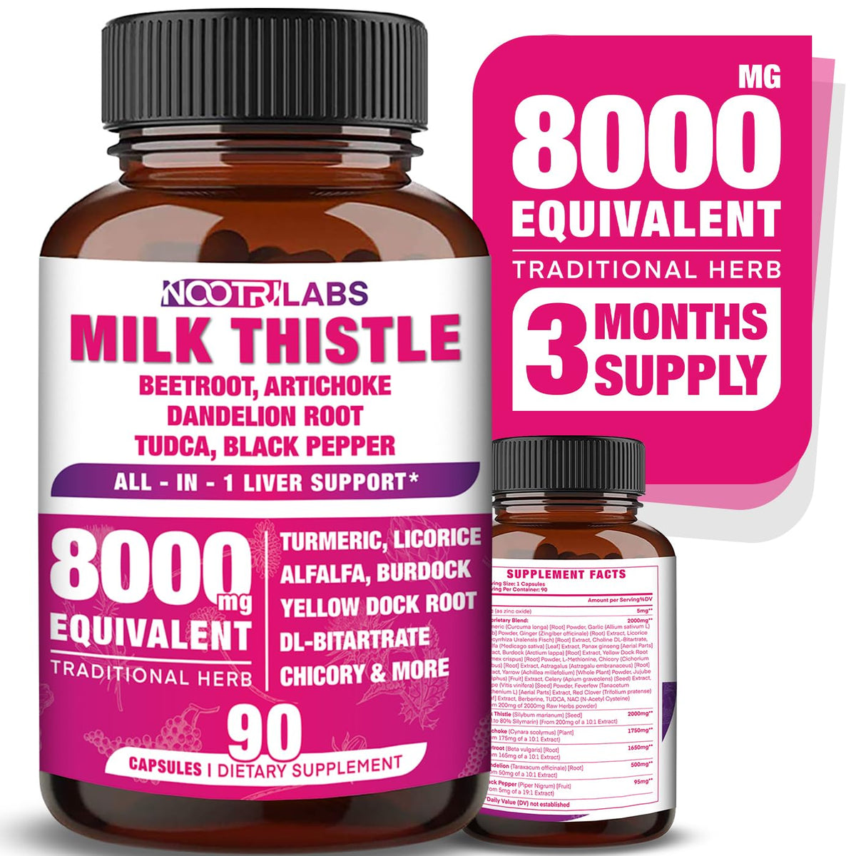 Nootrilabs Naturals Todo-en-1 8000mg cápsulas para apoyo diario del bienestar