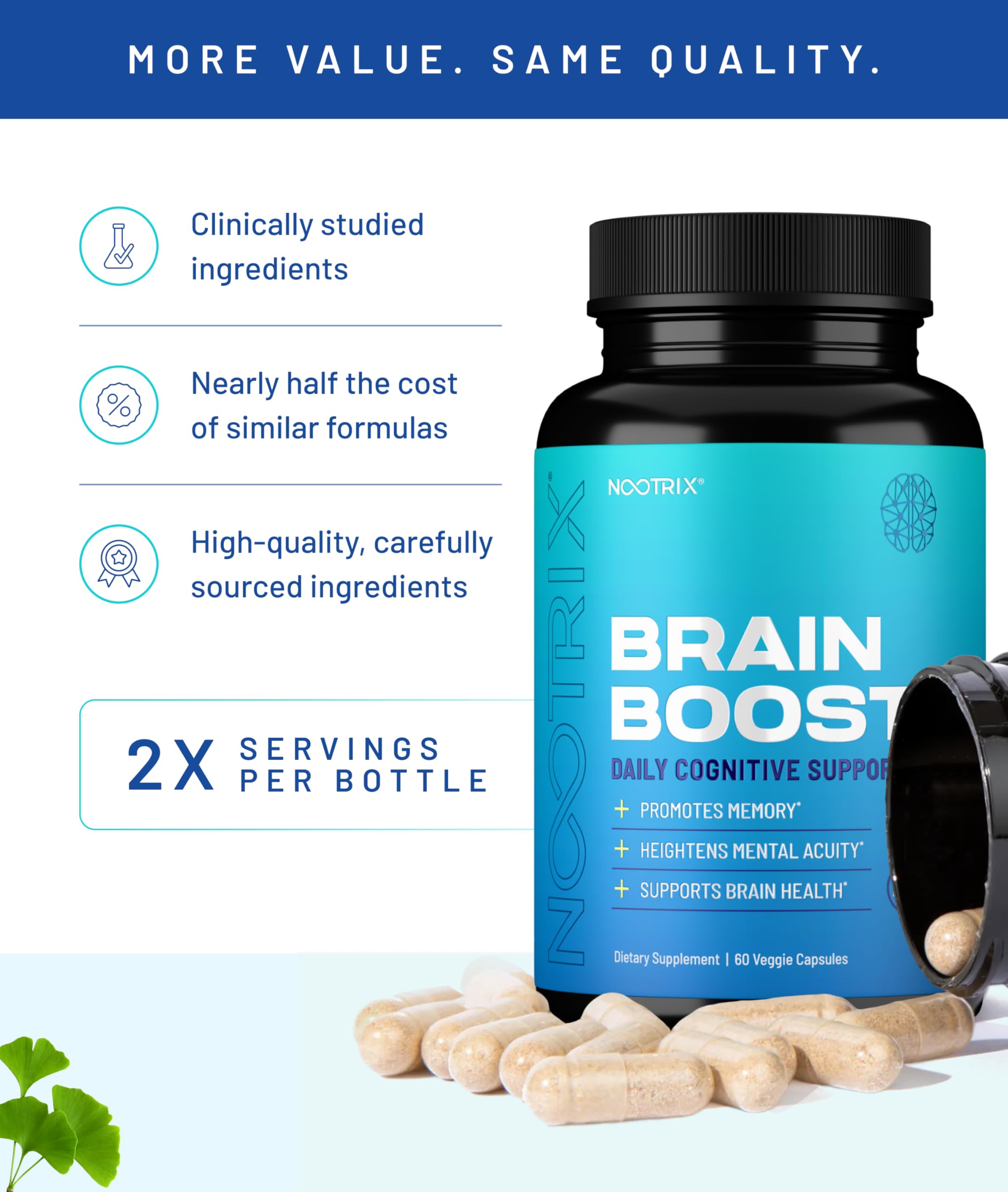 Nootrix Brain Boost: empaque con certificaciones GMP y calidad segura