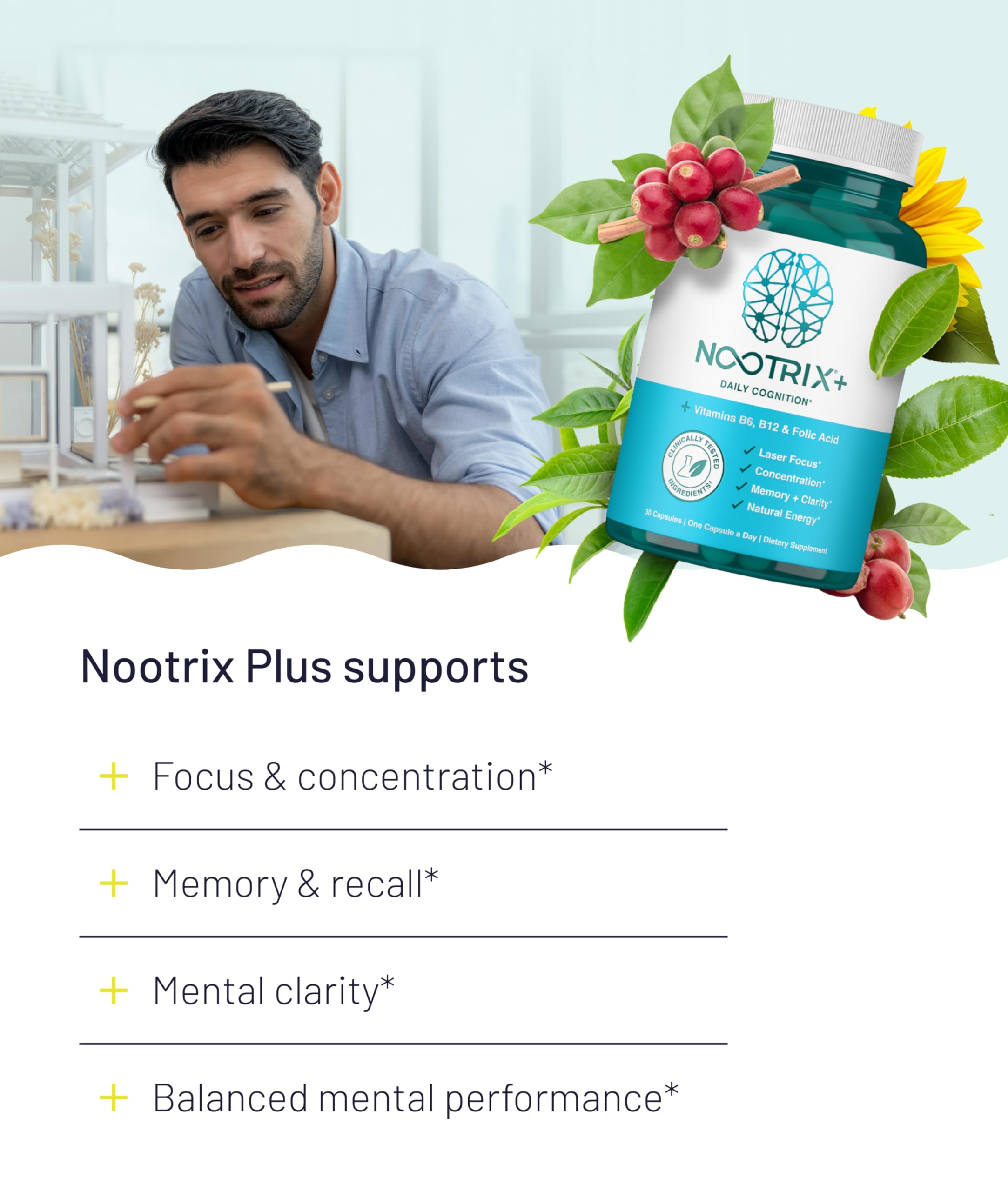 Nootrix Brain Plus: etiqueta clara ayuda a conocer vitaminas para rendimiento cognitivo