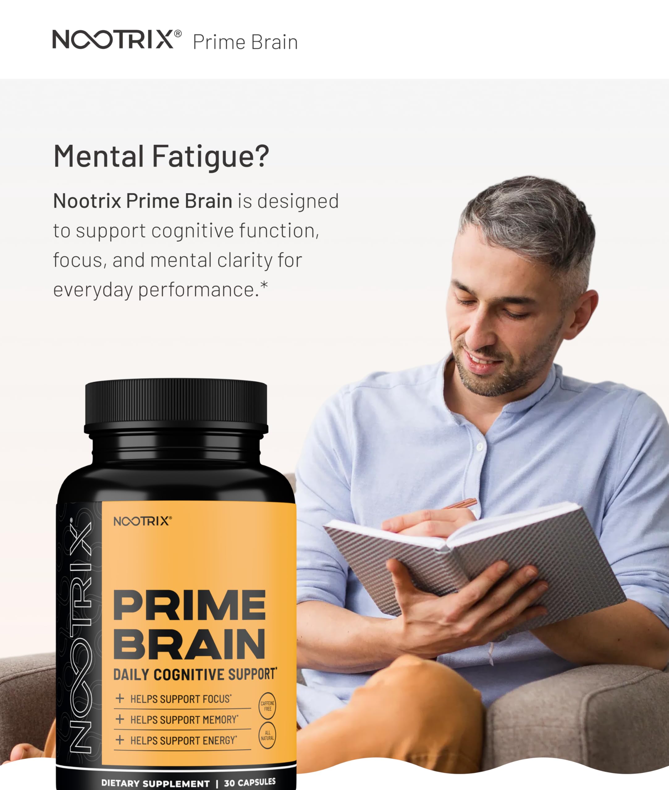 Nootrix Prime: etiqueta detallada con ingredientes clave.