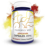 Nootropics Depot Apigenin cápsulas en botella, posible apoyo al bienestar y relajación.