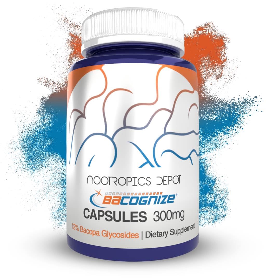 BaCognize de Nootropics Depot, cápsulas frente, posible mejora del enfoque diario