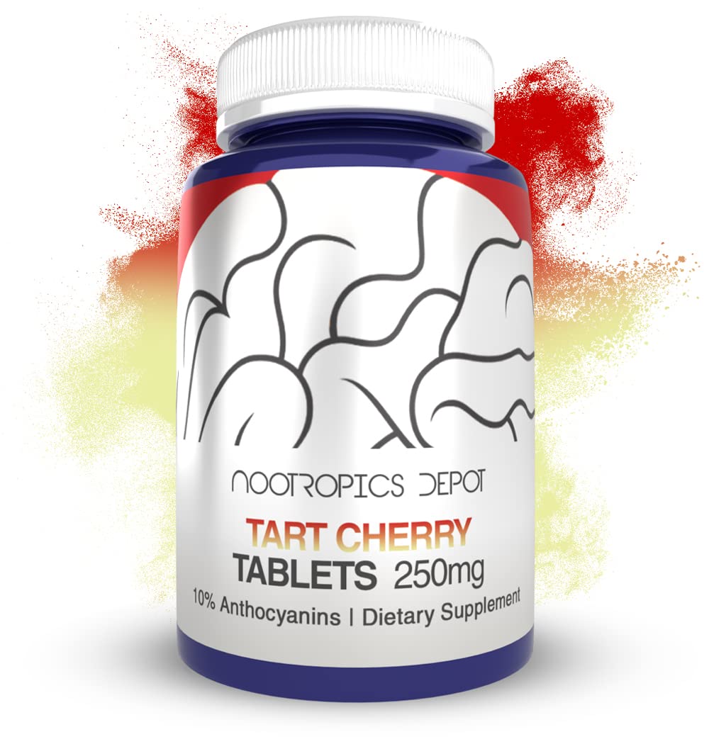 Nootropics Depot: botella de tabletas de cereza agria para apoyo a niveles de oxidación