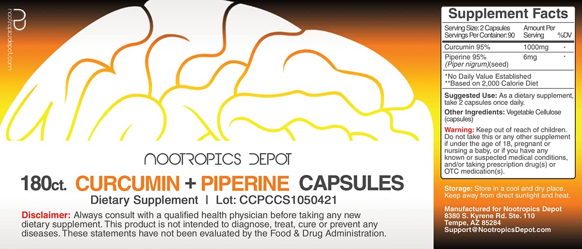 Nootropics Depot: dosis diaria de curcumina con piperina para optimizar la absorción