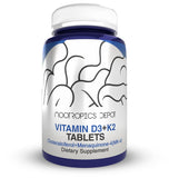 Nootropics Depot D3 K2 frasco frontal, apoya la salud ósea