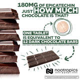 Nootropics Depot Epicatechin tabletas abiertas, muestra de porciones para uso diario.