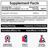Etiqueta Cognizin de Nootropics Depot, información de uso