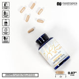 Nootropics Depot Hesperidina, etiqueta trasera, información de ingredientes y usos sugeridos.
