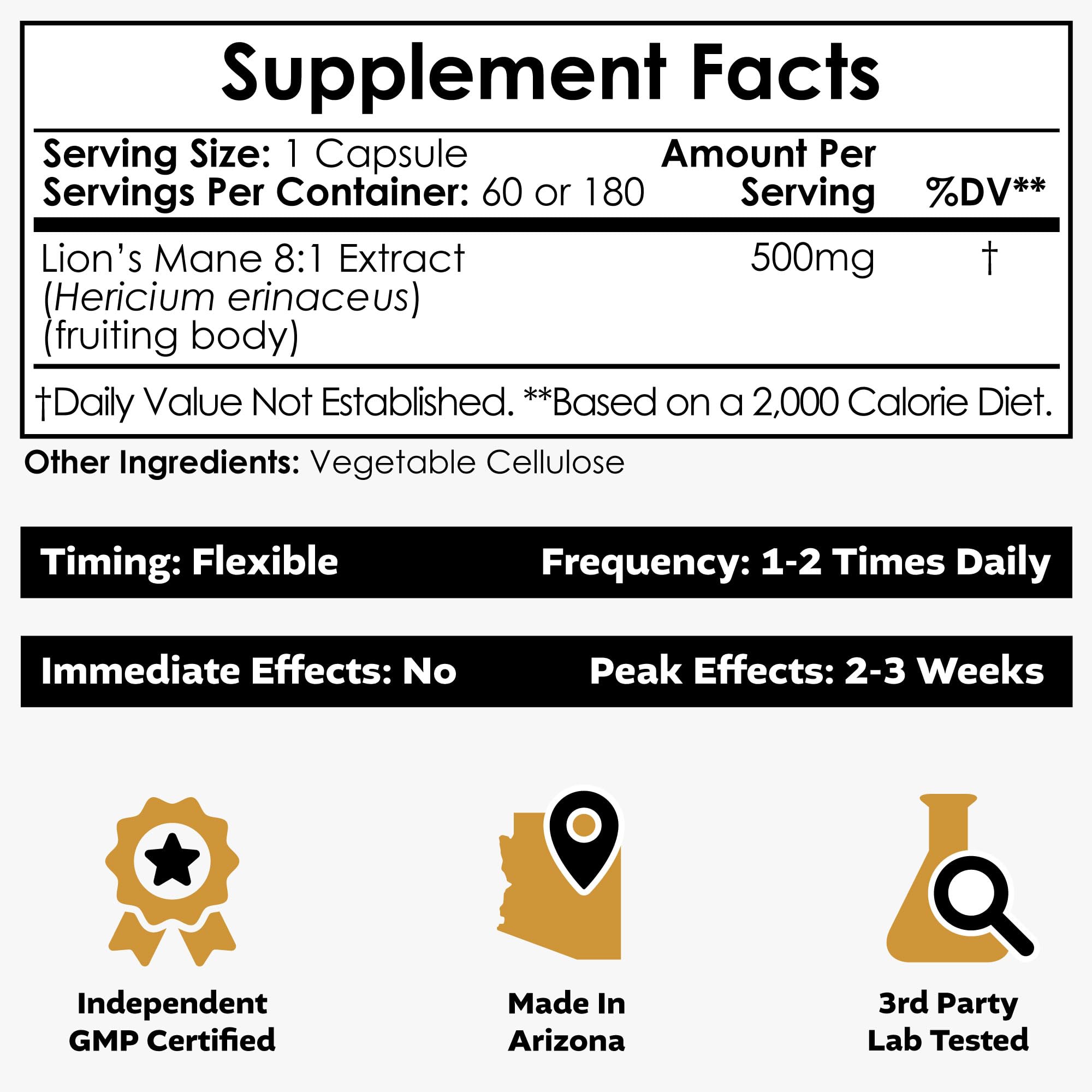 Nootropics Depot Lions Mane cápsulas primer plano, destacando textura y calidad