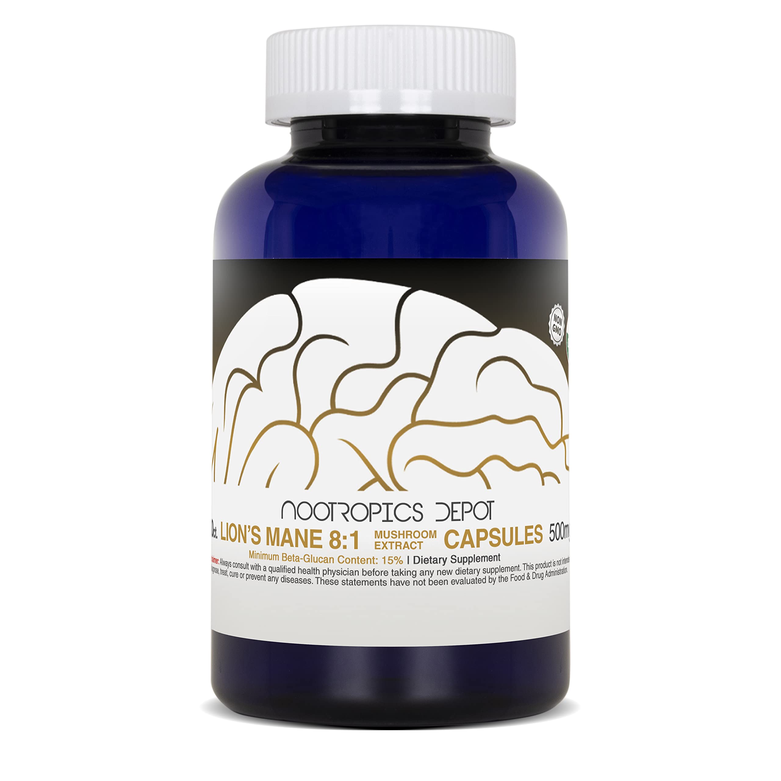 Presentacion melena de león Nootropics Depot, formato conveniente.