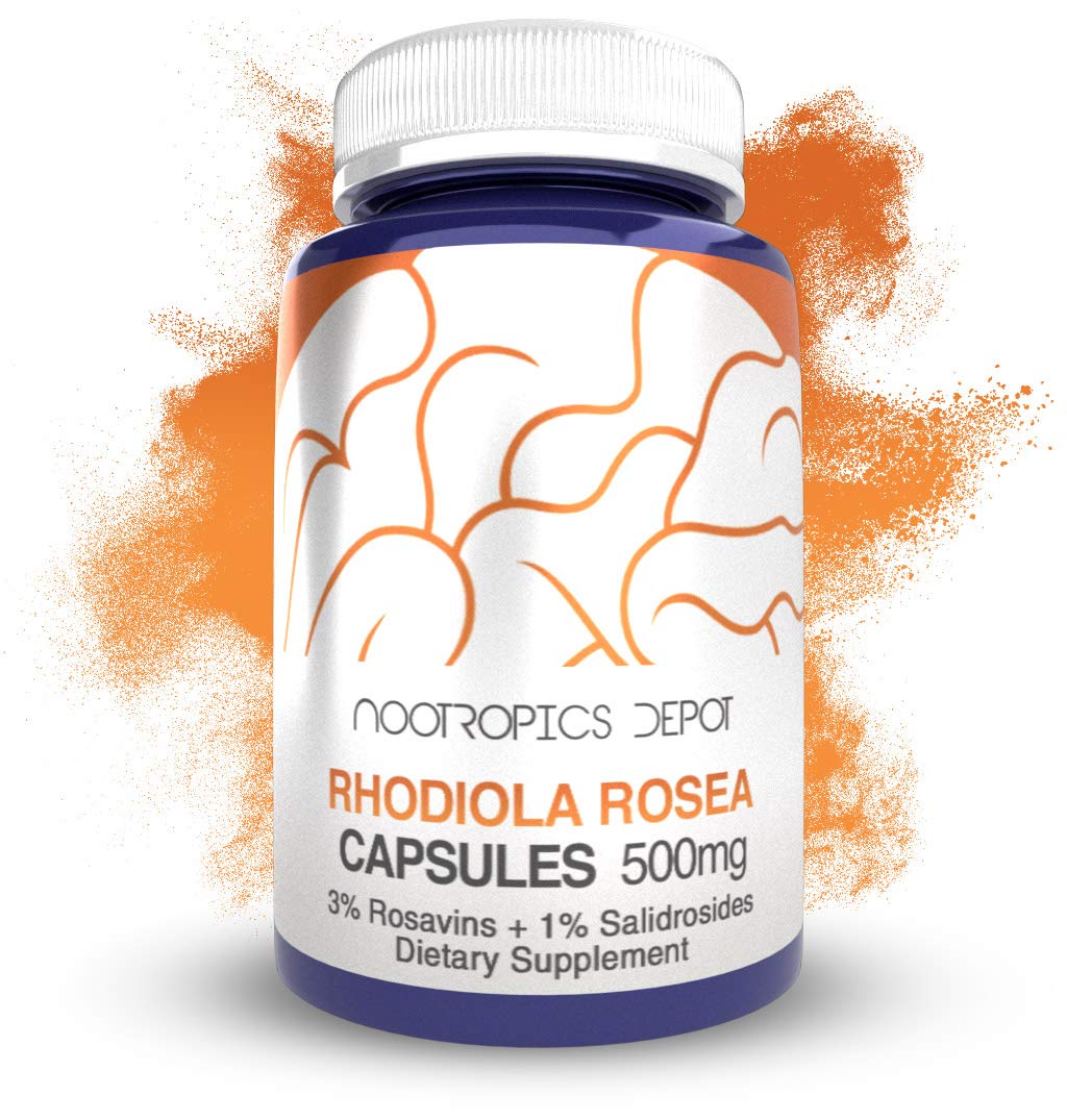 Nootropics Depot Rhodiola, cápsulas 500 mg, apoyo al enfoque diario