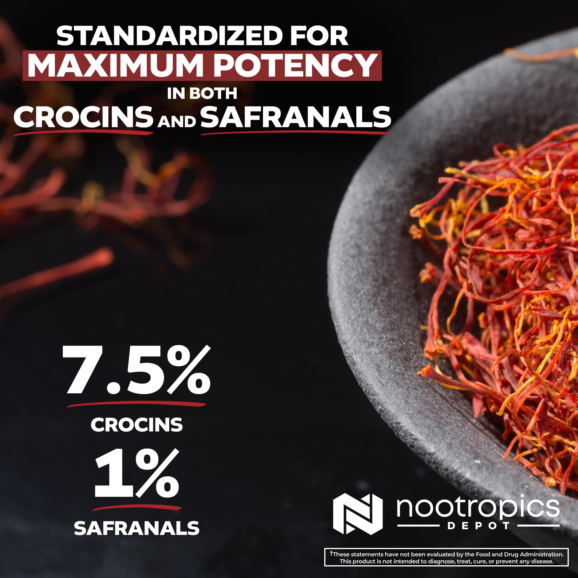Nootropics Depot azafrán cápsulas para salud ocular y visión.
