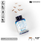 Nootropics Depot Sensoril Ashwagandha, etiqueta de laboratorio, énfasis en pureza e identidad.