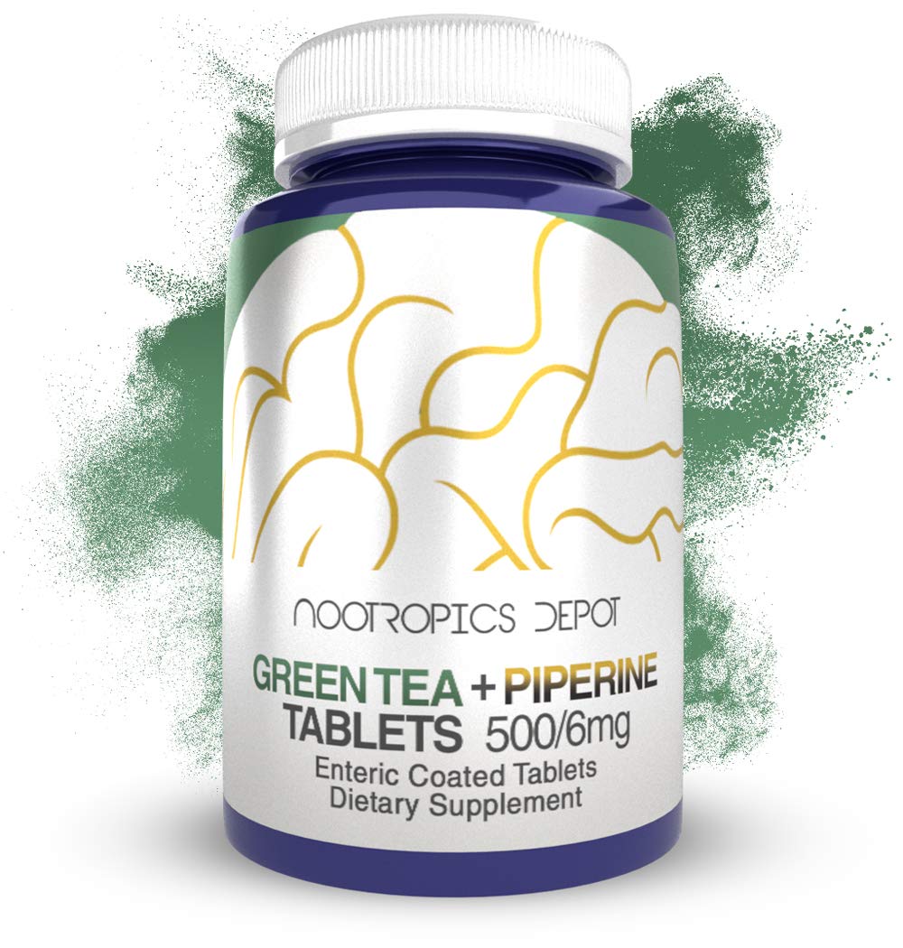 Nootropics Depot tableta de té verde 500 mg, envase de 60 tabletas.