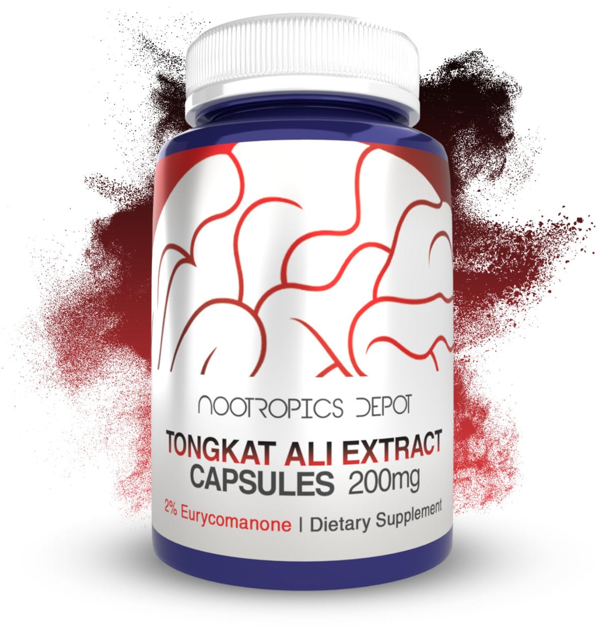 Nootropics Depot Tongkat Ali: cápsulas en frasco para vitalidad