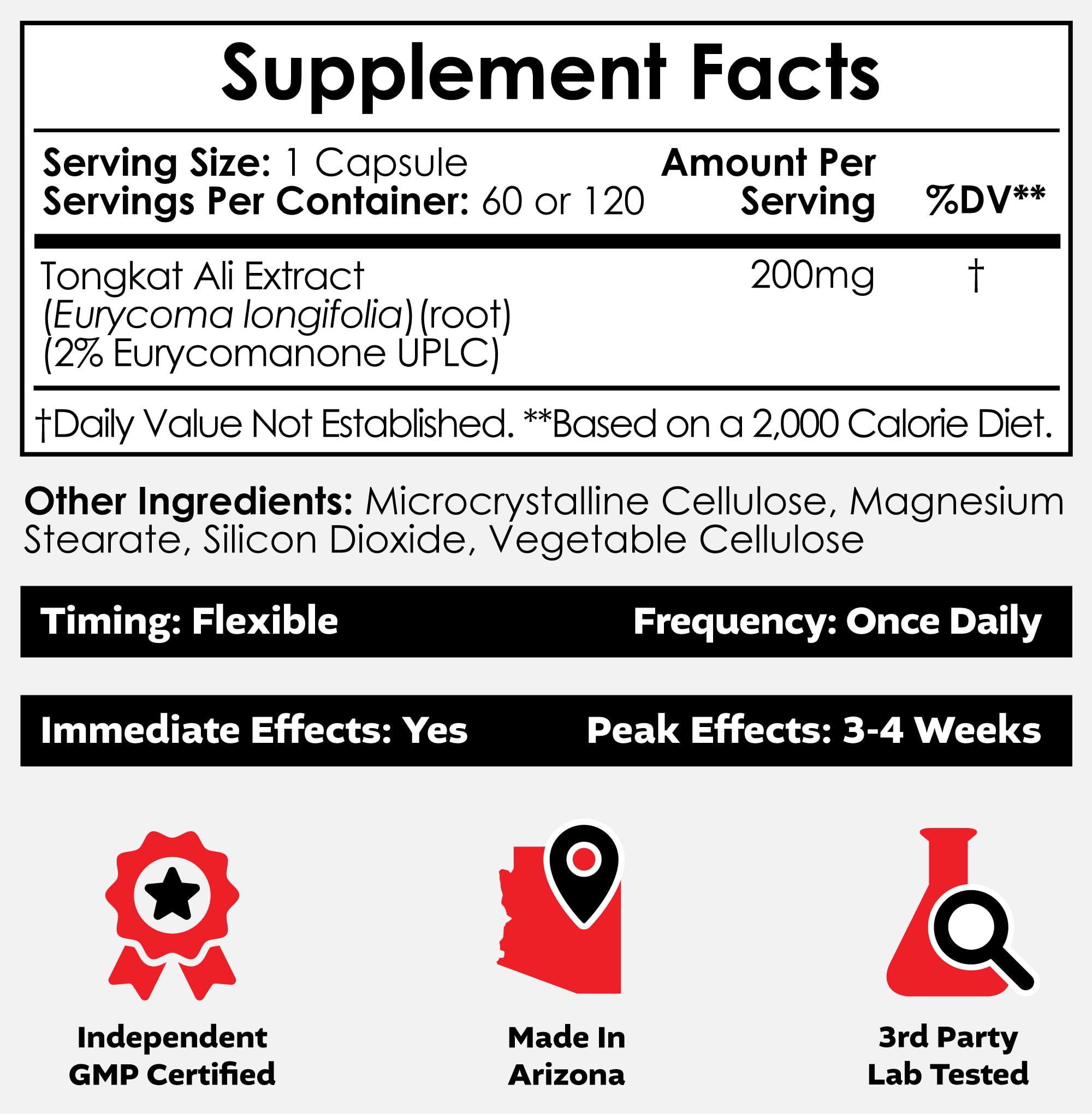 Nootropics Depot Tongkat Ali extract cápsulas, formato cápsula para resistencia y ejercicio.