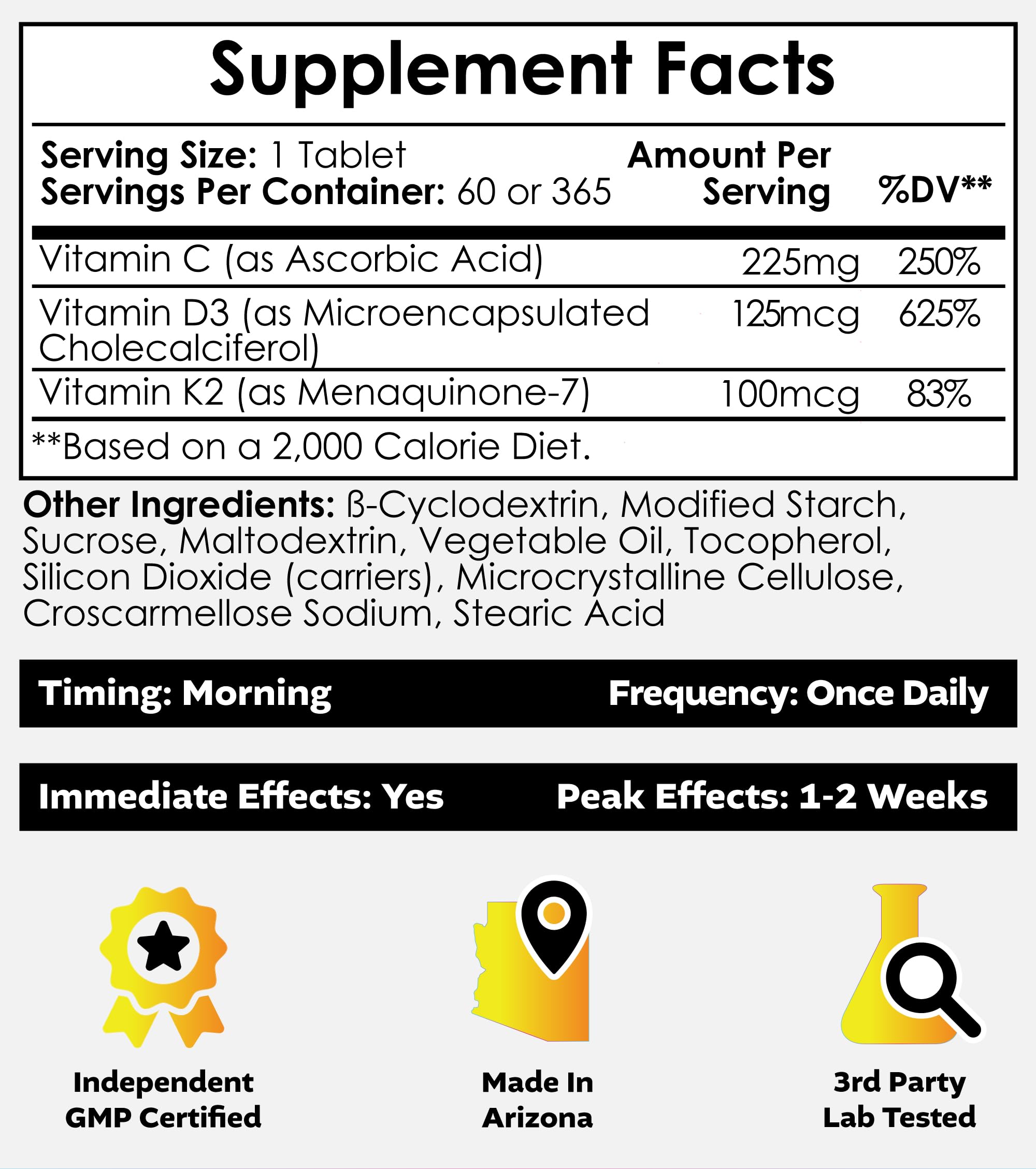 Nootropics Depot tableta con vitamina C para apoyo diario de micronutrientes
