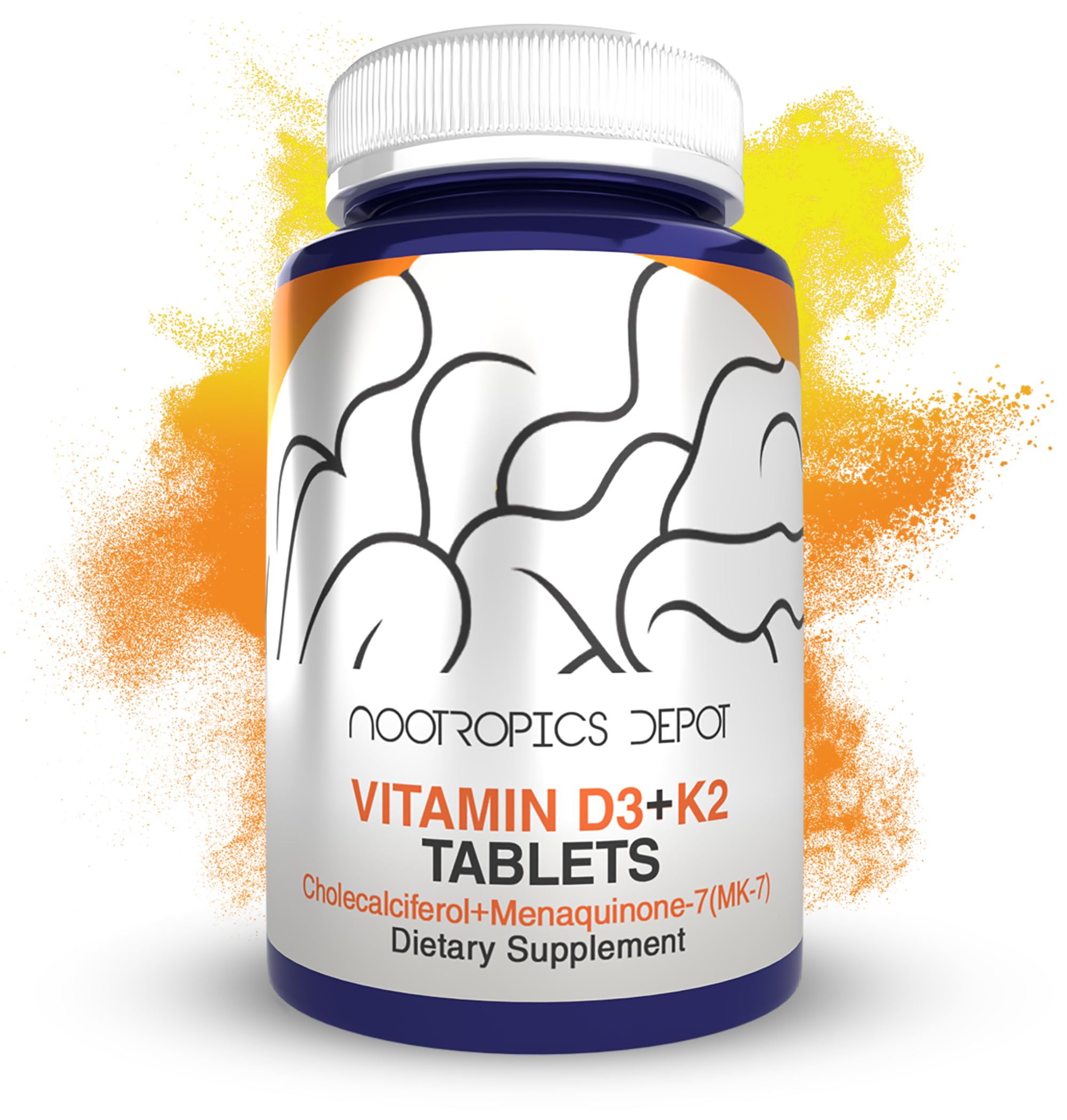 Nootropics Depot tableta D3 y K2 de 125 μg para ingesta diaria