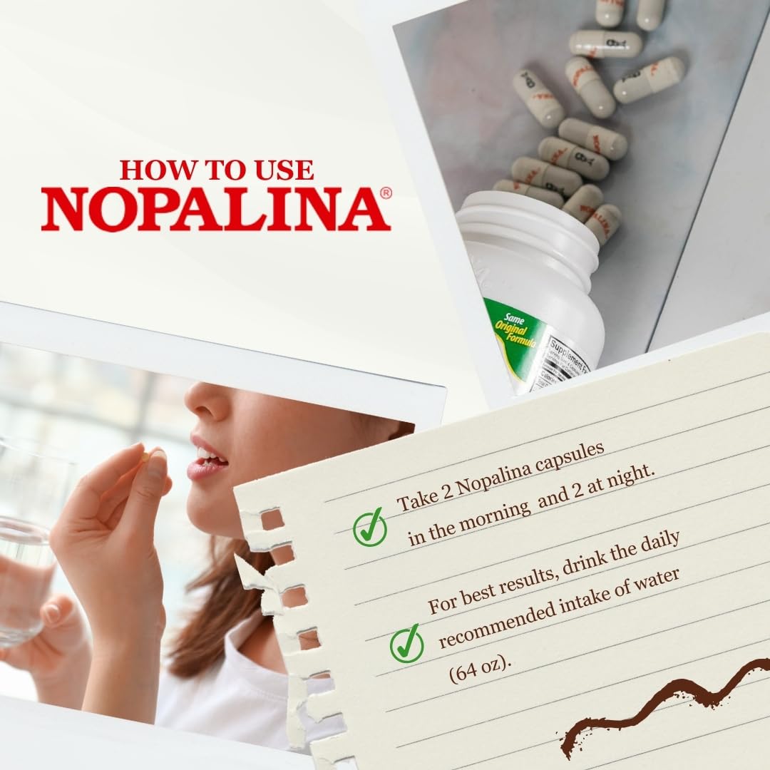 Cápsulas Nopalina fáciles de tragar para tu rutina diaria.