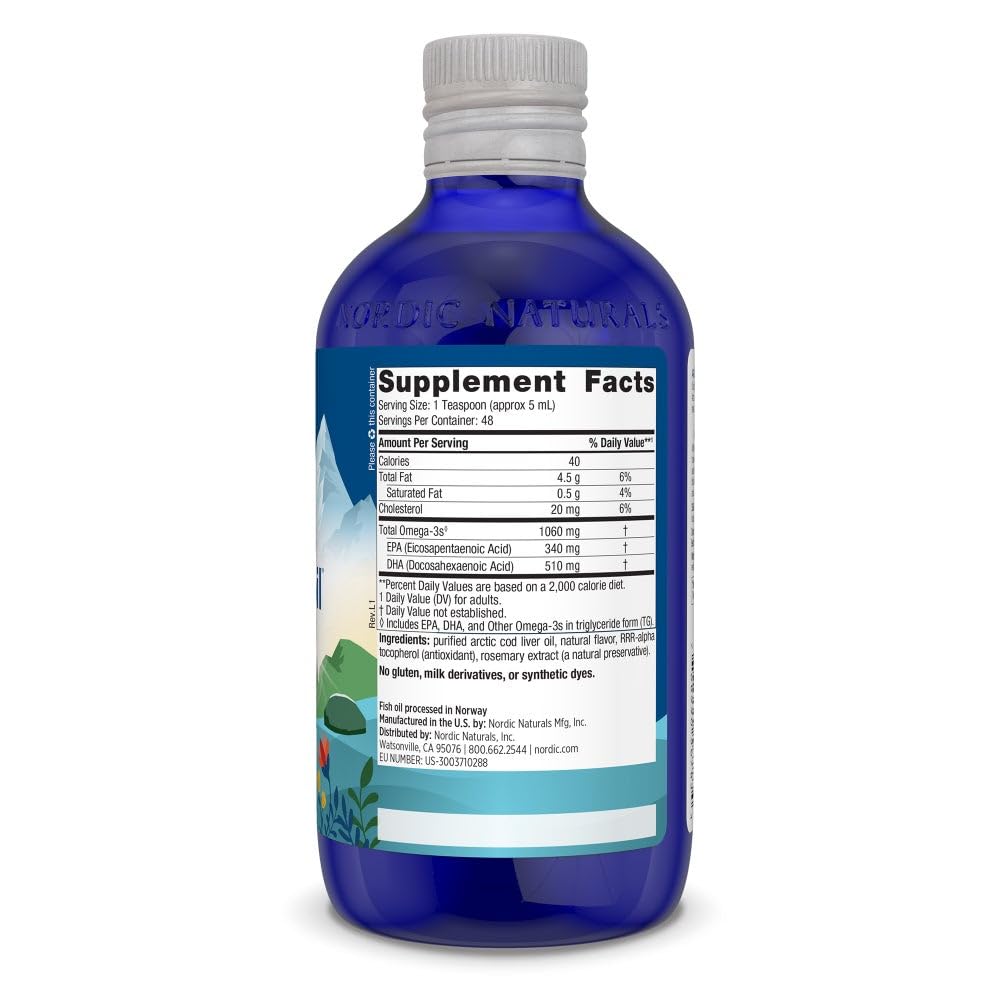 Nordic Naturals Arctic Cod Liver Oil Strawberry, gotero para dosis precisa y agradable sabor