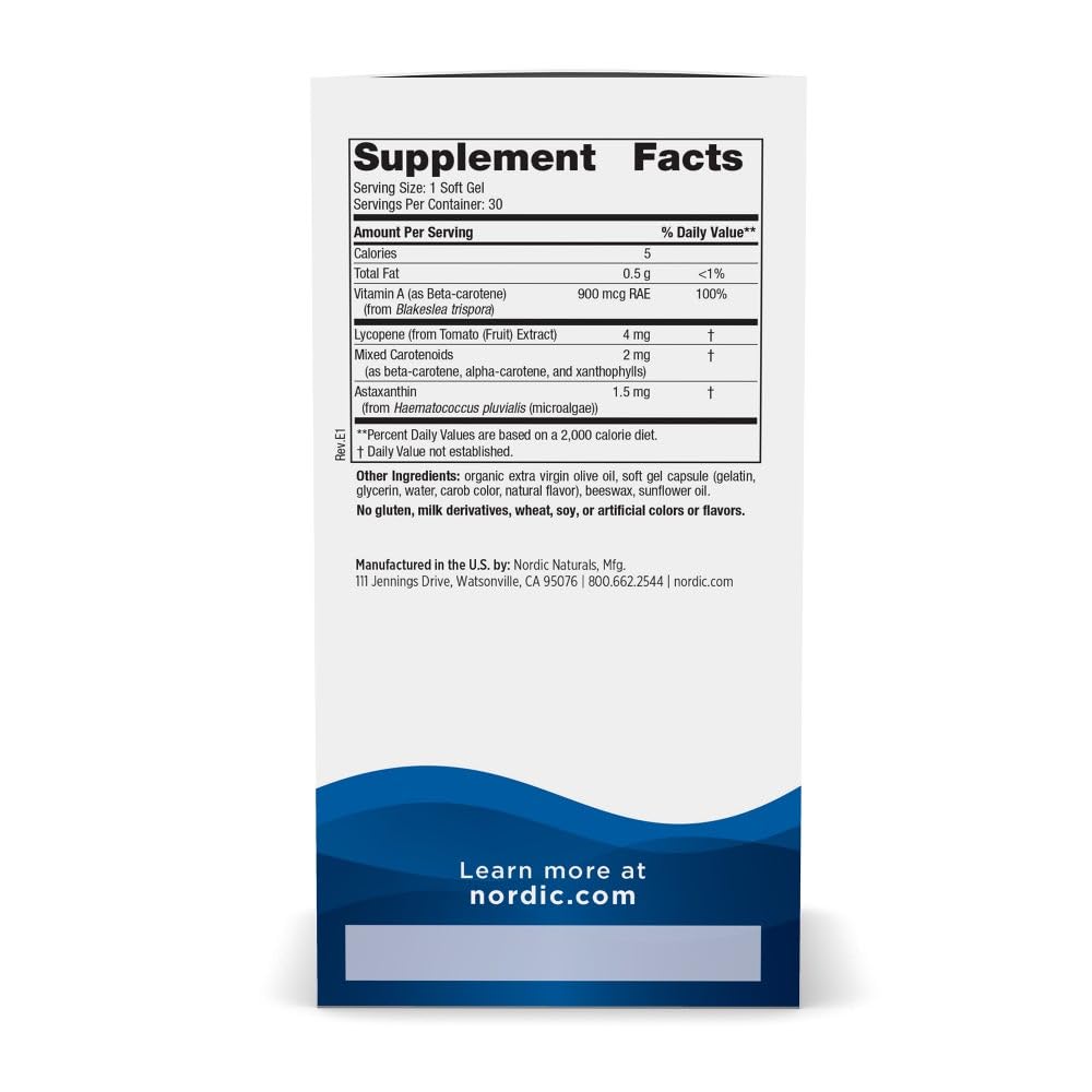 Nordic Naturals Astaxantina Licopeno: cápsulas para apoyo celular diario.