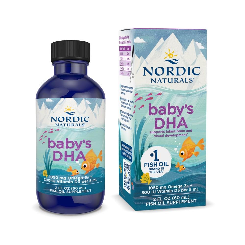 Nordic Naturals Baby’s DHA sin sabor, botella de 2 oz, favorece desarrollo cerebral del bebé.
