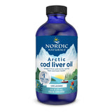 Nordic Naturals botella de aceite de higado de bacalao del Ártico sin sabor para uso diario.