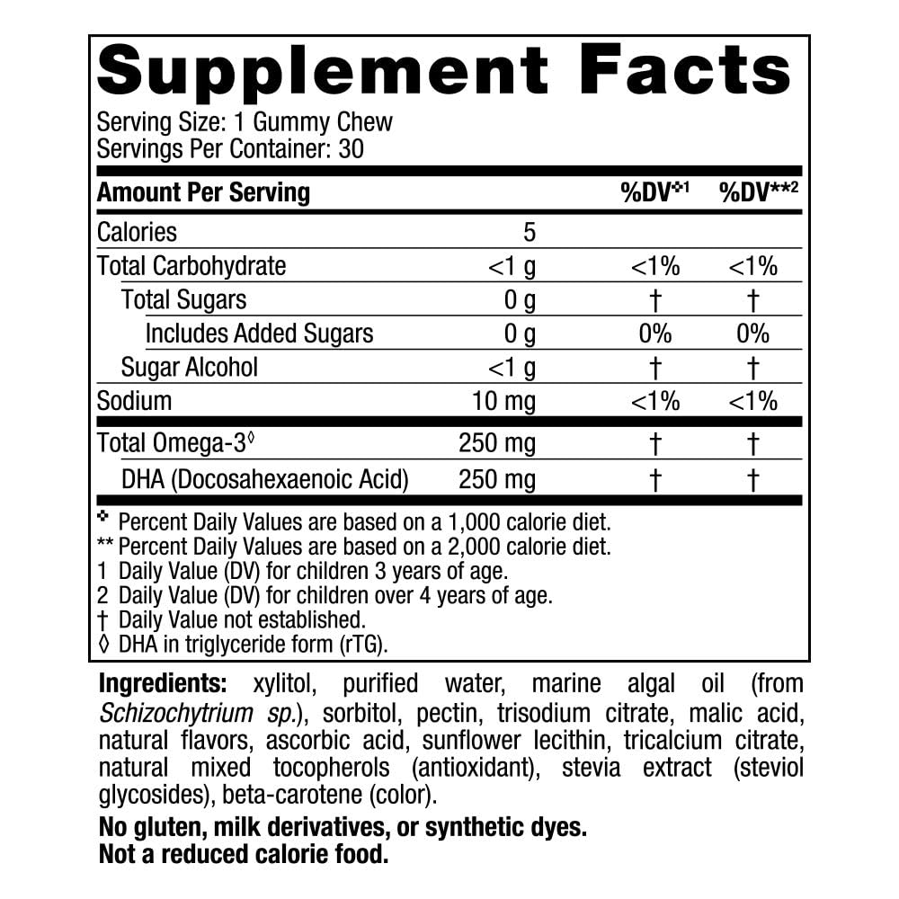 Botella Nordic Naturals DHA para niños, sabor pasion-fruta, fácil dosis diaria.