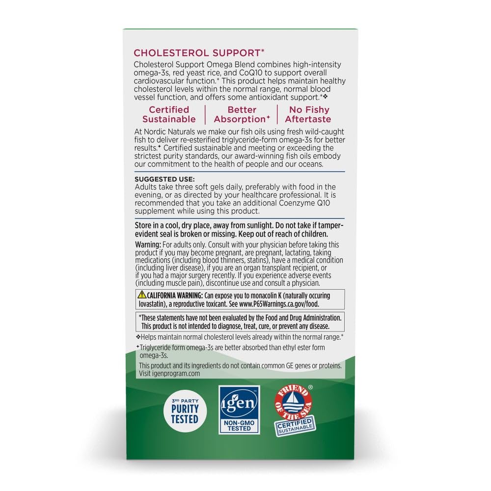 Cápsulas de Nordic Naturals Apoyo de Colesterol, fáciles de incorporar.
