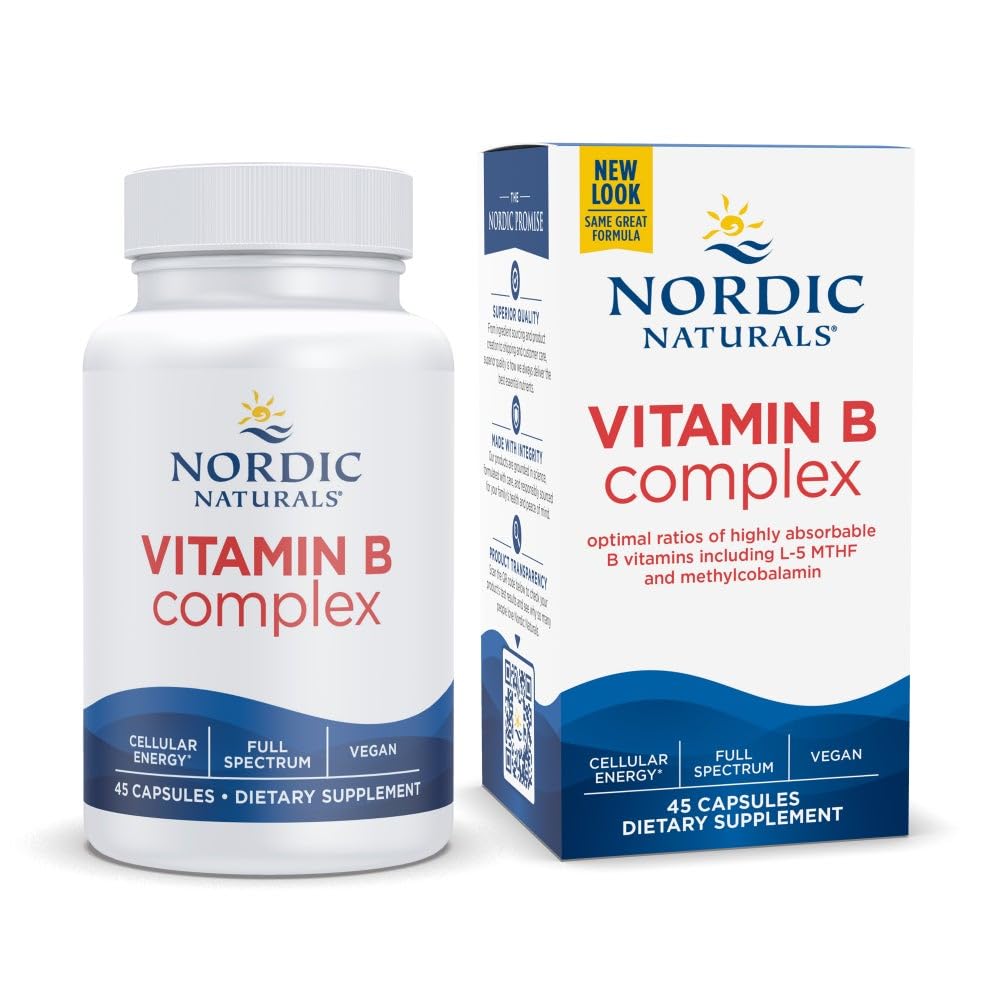 Complejo de vitamina B de Nordic Naturals: bote de cápsulas para energía diaria y metabolismo