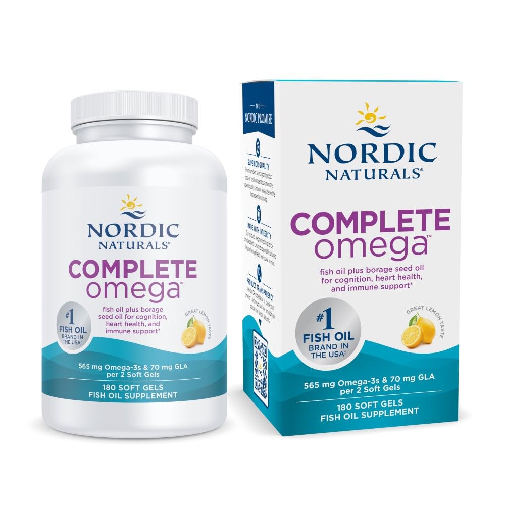 Caja de Nordic Naturals Complete Omega con sabor limón para toma agradable.
