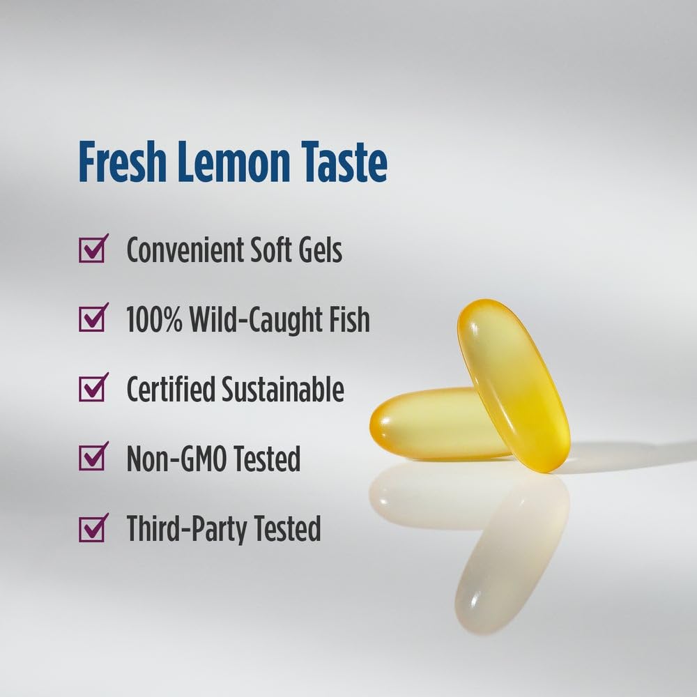 Cápsulas suaves de Nordic Naturals Complete Omega sabor limón listas para ingerir.