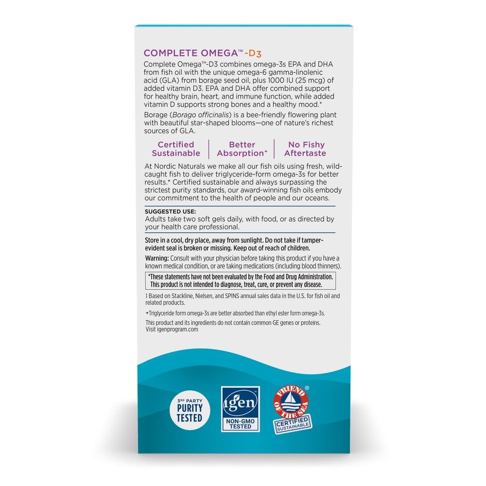 Rótulo de 60 porciones de Nordic Naturals Complete Omega-D3.