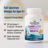 Etiqueta limón brilla en envase, Nordic Naturals Omega Jr. para soporte neurológico infantil.