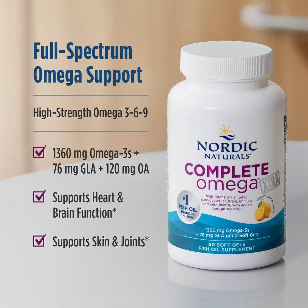 Nordic Naturals Complete Omega Xtra: cápsulas blandas, ingesta fácil para la rutina.