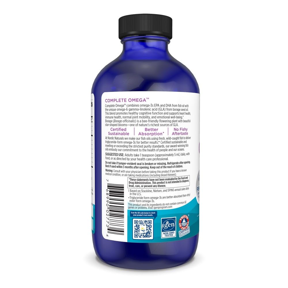 Nordic Naturals Complete Omega envase sostenible libre de GMO: consumo diario